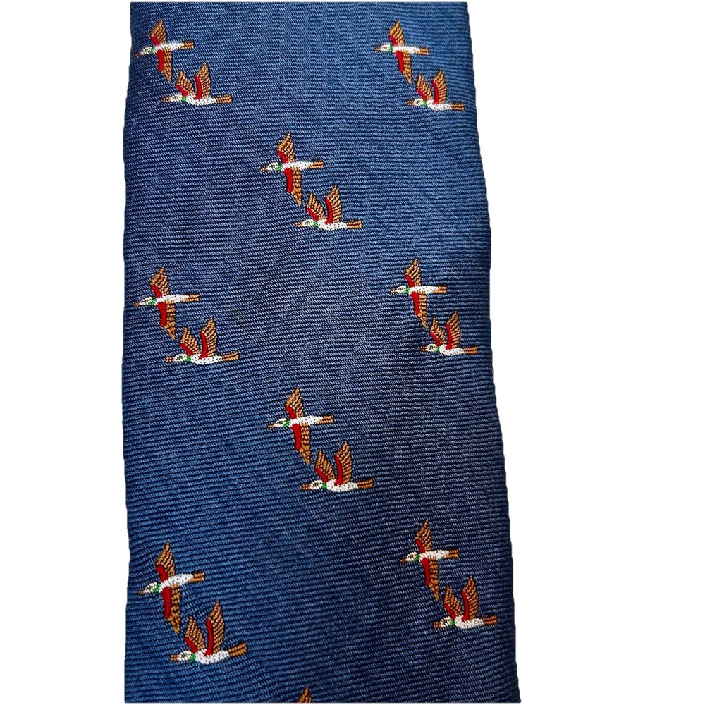 Vintage Oleg Cassini by Burma Necktie Featuring Blue Background & Flying ducks